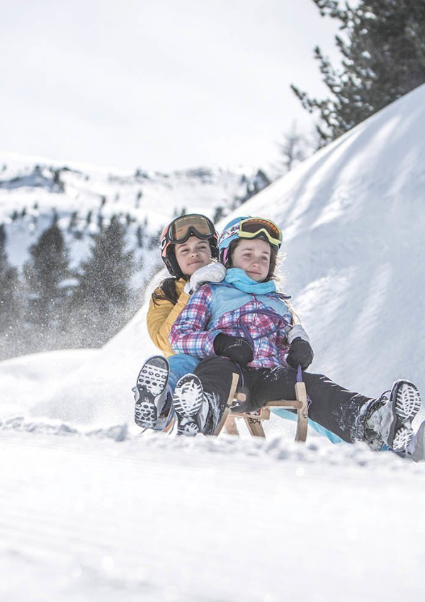 On the toboggan in the middle of the Dolomites