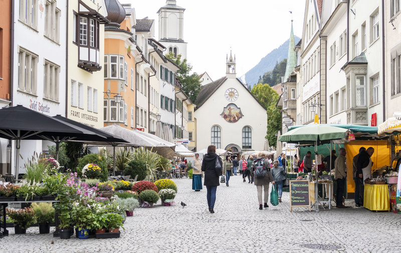 Weekly market in Feldkirch with regional specialties