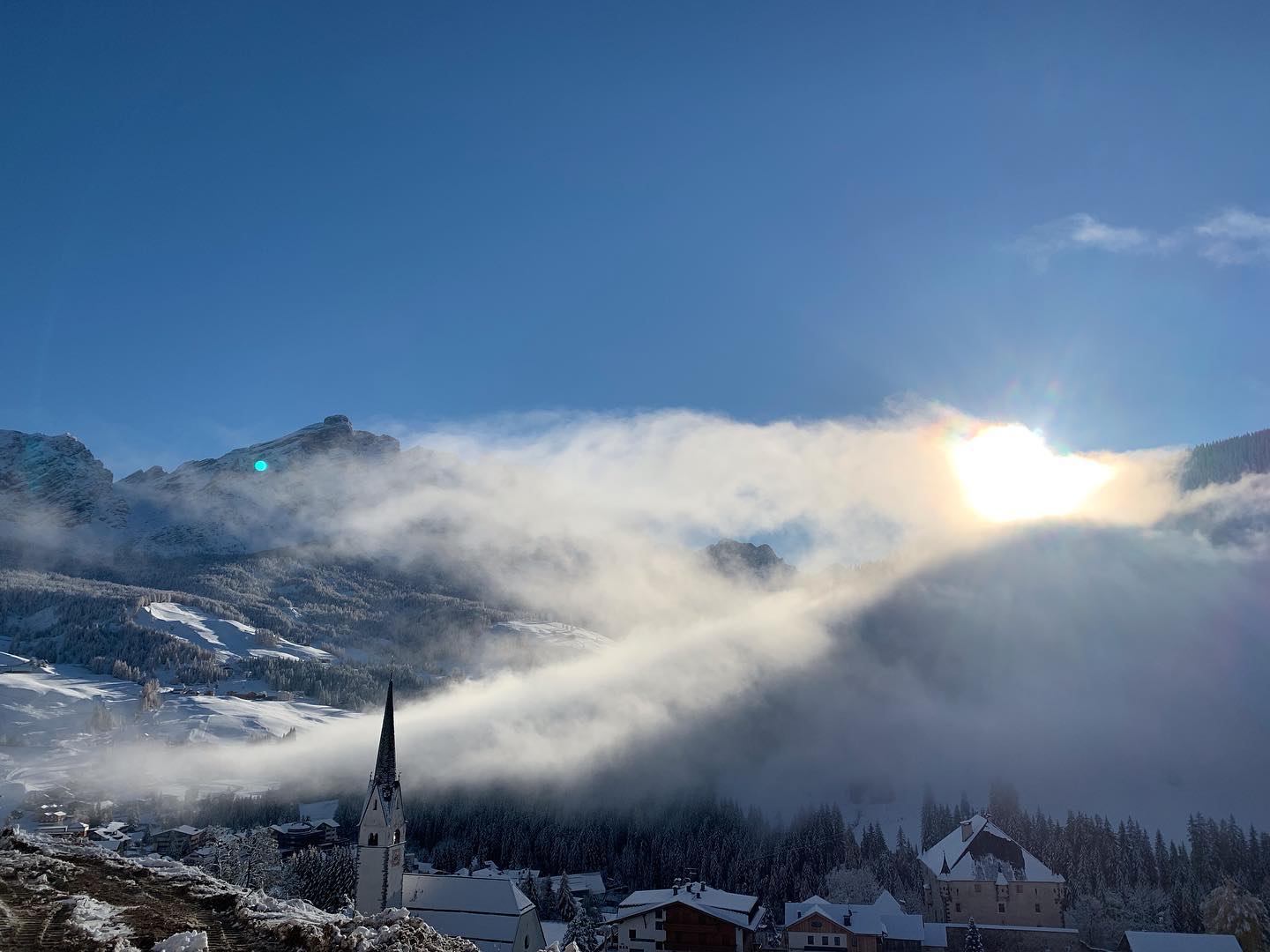 Winter hike through the cave landscape of Alta Badia